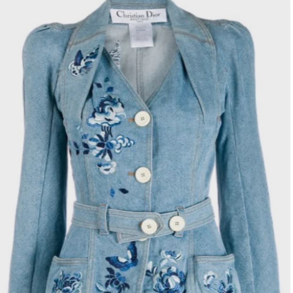 CHRISTIAN DIOR Embroidered flower butterfly Denim Jacket - Picture 4 of 17